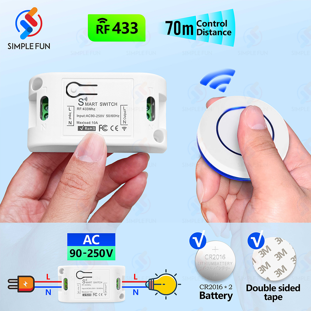 Wireless RF433MHz Remote Contr - Sonoff Basic Switch ulasan dan harga