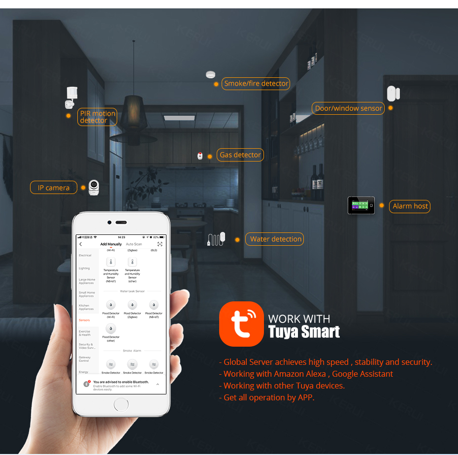 KERUI Smart  WiFi Water Sensor - Home Automation Technology ulasan dan harga