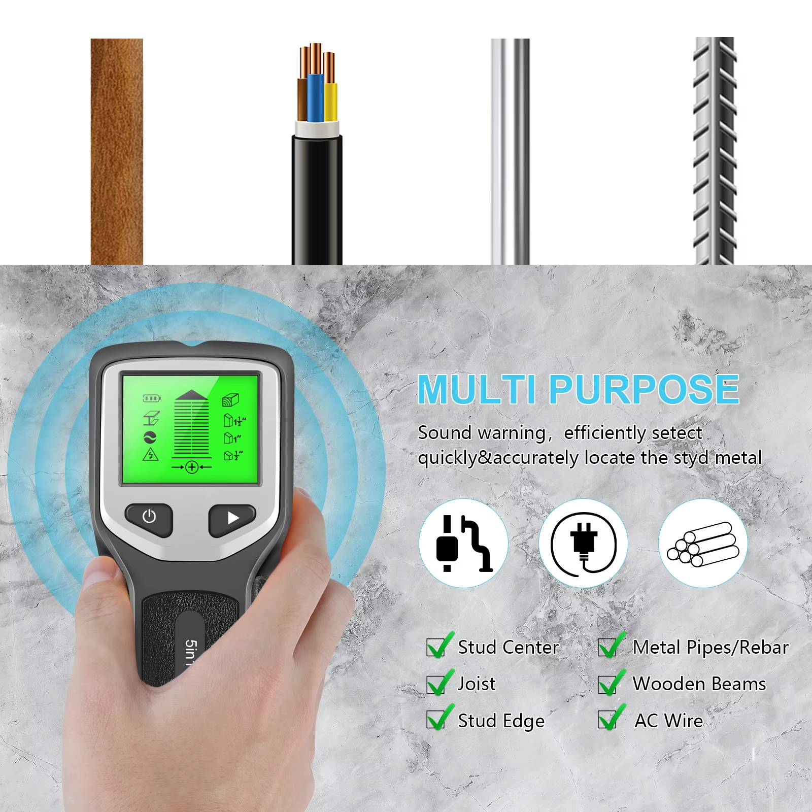 New 5-In-1 Wall Detector Handh - Water Leak Detector Wired ulasan dan harga